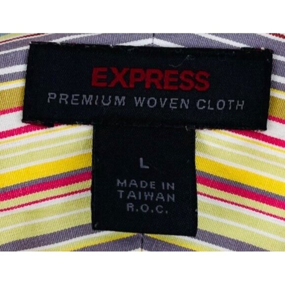 Express Mens Button-Up Shirt Express L Cotton Multicolor Premium Woven Cloth - Picture 2 of 5